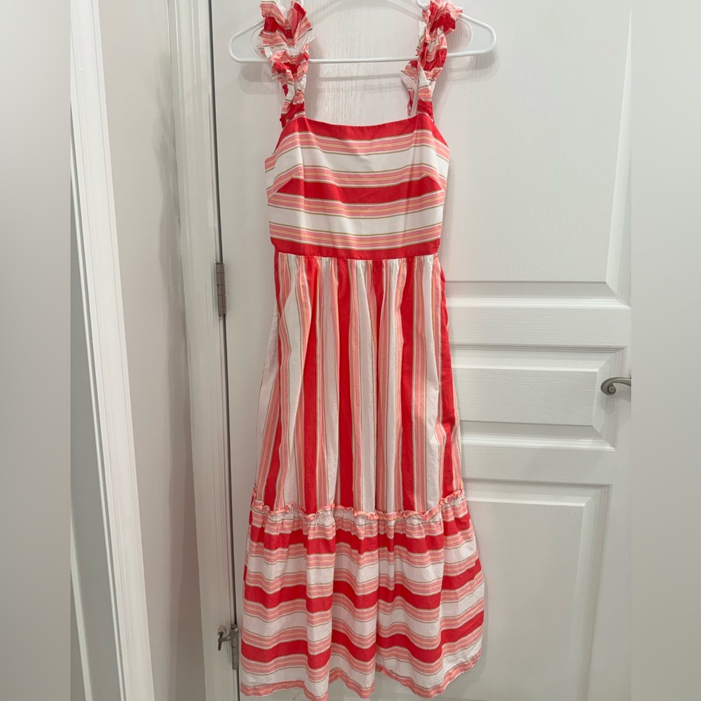 Pinkand White Striped Sundress